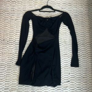 White fox black dress